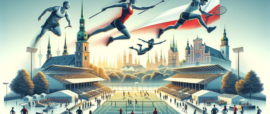 Sportowcy z Łodzi podczas meczu w regionie łódzkim, podkreślający wpływ wydarzeń sportowych na lokalne gminy.