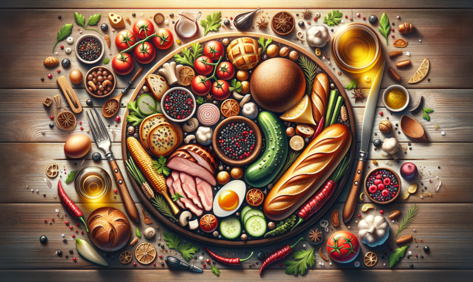 Województwo Łódzkie, talerz z regionalnymi potrawami, w tym zupa ogórkowa z gminy Zgierz i pierogi z Łodzi, symbol kulinarnej tożsamości regionu.